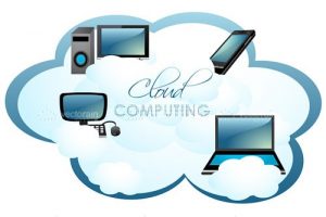 Illustration of computers on cloud
